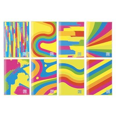 Blasetti - 10 Maxi-Notizbücher One Color FANTAFLUO mit Jolly Page. Papier 80 g, 80 Seiten + Sichtfenster, Einband in 7 Neonfarben mit matter Laminierung, Packung mit verschiedenen Farben - Kariert 5 m von Blasetti