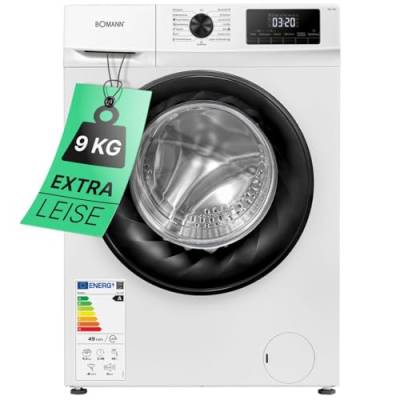 Bomann® Waschmaschine 9kg | max. 1400 U/min | 10 Jahre Motor-Garantie | effizienter, leiser & langlebiger Invertermotor | 15 Programme | Endzeitvorwahl | LED-Display | Washing Machine WA 7195 von Bomann