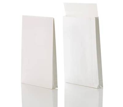 Bong Faltentasche C4 (200 Stück), haftklebende Faltentaschen mit Klotzboden und Seitenfalte, Versandtaschen aus weißem Kraftpapier, 324 x 229 x 40 mm, 130g/m² von Bong GmbH