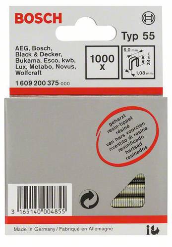 Bosch Accessories Schmalrückenklammer Typ 55, geharzt 6 x 1,08 x 28 mm, 1000er-Pack 1000 St. 160920 von Bosch Accessories