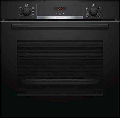 Bosch HBA533BB1 Serie 4 Einbau-Backofen, 60 x 60 cm, EcoClean Direct Reinigungshilfe, 3D Heißluft Backen auf 3 Ebenen, LED-Display, Versenkknebel, Schnellaufheizung, Kindersicherung von Bosch Hausgeräte