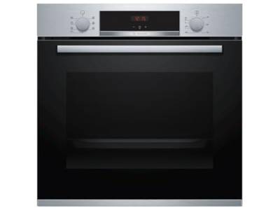 Bosch Hausgeräte HBA533BS1 Serie 4 Einbau-Backofen, 60 x 60 cm,EcoClean Direct Reinigungshilfe, 3D Heißluft Backen auf 3 Ebenen, LED-Display, Versenkknebel, Schnellaufheizung,Kindersicherung,Edelstahl von Bosch Hausgeräte