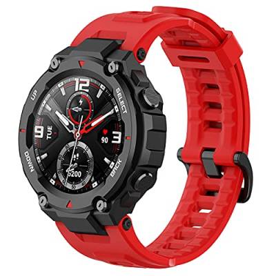 Braleto Silikon Armband für Amazfit T-Rex Pro Band Kompatibles für Amazfit T-Rex/T-Rex Pro (rot) von Braleto