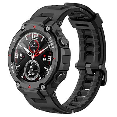 Braleto Silikon Armband für Amazfit T-Rex Pro Band Kompatibles für Amazfit T-Rex/T-Rex Pro (schwarz) von Braleto