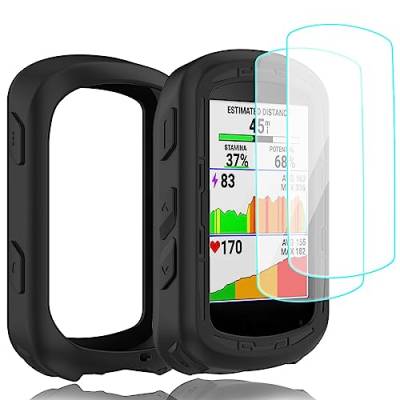 Braleto Silikon Hülle +2 Displayschutz schutzfolie Kompatibel mit Garmin Edge 840,9H Härte Glas Displayschutzfolie GPS Bike Computer Zubehör (black) von Braleto