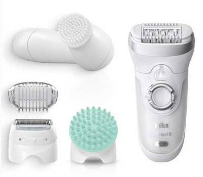 Braun Silk épil 9 9-865 Epilierer Body Grooming & Face Cleansing Set weiß/silber von Braun