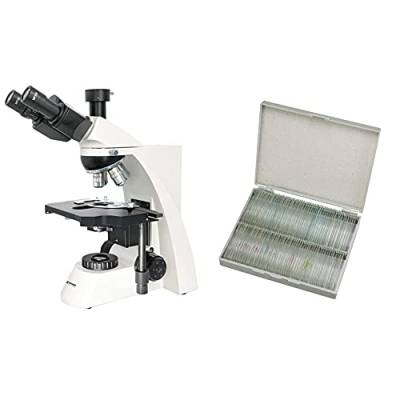 Bresser trinokulares Durchlicht Mikroskop Science TRM-301 Trino 40-1000x Vergrößerung, planachr & Dauerpräparate für Mikroskop (100 Stück), vorgefertigte und konservierte Präparate von Bresser