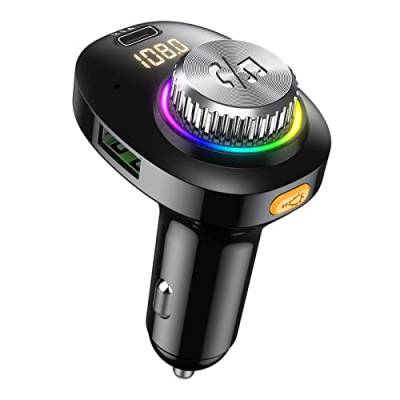 Brifit FM Transmitter, 3 USB Anschlüsse inkl Type C/PD 22.5W, Bluetooth FM Transmitter, EIN Knopf Bedienung, Freisprecheinrichtung, Transmitter für Auto Bluetooth Unterstützt TF-Karte, USB-Sticks von Brifit