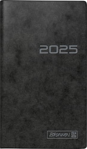 BRUNNEN Taschenkalender Modell 753 (2025), 2 Seiten = 1 Monat, A6, 32 Seiten, Karton-Umschlag, schwarz von Brunnen