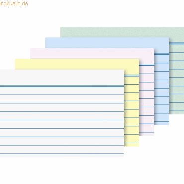 Brunnen Karteikarten A8 liniert farbig sortiert VE=100 Stück von Brunnen