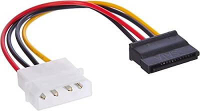 CABLEPELADO Molex auf SATA Netzadapterkabel, SATA Stromkabel, LP4 auf 15-poliger SATA, 18 AWG, geeignet für HDD, SSD, CD-ROM, 15 cm von CABLEPELADO