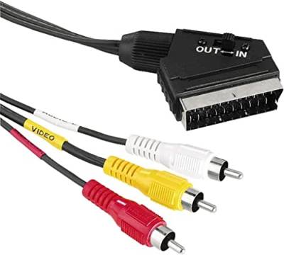 CABLEPELADO SCART AV-Kabel umschaltbar | Scart auf Cinch | Euro-Konverter | S-Video 3 Cinch Konverter | Scart-Adapter | 2 x RCA Audio, 1 x RCA Video, 1 x S-Video | 2 Meter von CABLEPELADO