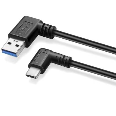 CABLEPELADO USB 3.1 Super Speed-Kabel, USB-Schnellladekabel, Typ C, gewinkelt, hohe Geschwindigkeit, 5 Gbit/s, kompatibel mit Galaxy, Redmi Note, Huawei, BQ, Lenovo, Xiaomi, Schwarz, 50 cm von CABLEPELADO