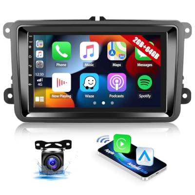 2G+64G CAMECHO Android 12 Autoradio mit Navi für VW Golf 5 6 Polo Skoda,7 Zoll Bildschirm mit Carplay Android Auto Bluetooth HiFi RDS+Rückfahrkamera von CAMECHO