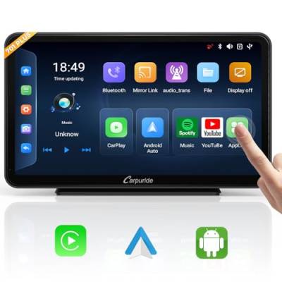 2024 CARPURIDE W701 Plus, 3 in 1 CarPlay & Android Auto & Android 12 System with 2+32GB, 7" HD CarPlay Screen for Car, G00gle Play Download APP Netflix, Bluetooth, Mirror Link, GPS, FM, Siri von CARPURIDE