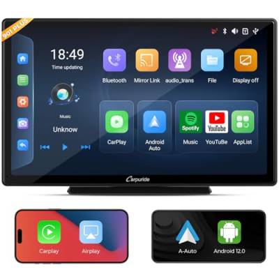 [2024] CARPURIDE W901 Plus, 3-in-1 CarPlay & Android Auto & Android 12 System mit 2+32 GB, 9" HD CarPlay-Bildschirm für Auto, für Google Play Download APP Netflix, Bluetooth, Mirror Link, GPS, Siri von CARPURIDE