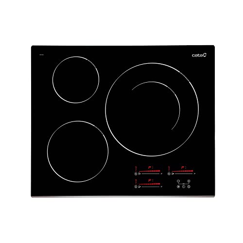 INSB 6032 BK - Cerankochfeld mit 3 Kochzonen und 3 Kochfunktionen - Induktion - Kochgefäßerkennung - Touch Control mit Restwärmeanzeige - 9 Leistungsstufen - Cata von CATA