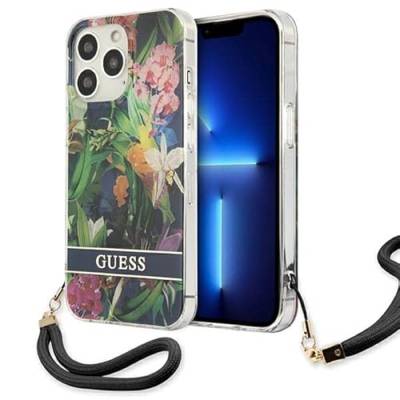 Guess GUHCP13XHFLSB Hülle für iPhone 13 Pro Max 6,7" blau/Blue hardcase Flower Strap von CG MOBILE