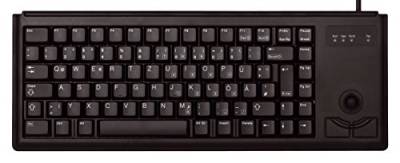 CHERRY Compact-Keyboard G84-4400, Französisches Layout, AZERTY Tastatur, kabelgebundene Tastatur, mechanische Tastatur, ML Mechanik, Integrierter optischer Trackball Plus 2 Maustasten, schwarz von CHERRY