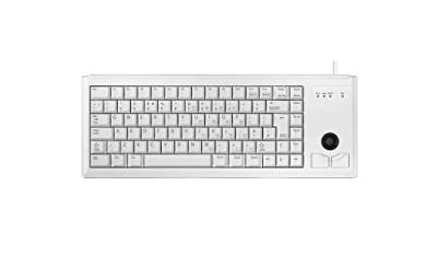 CHERRY Compact-Keyboard G84-4400, Internationales Layout, QWERTY Tastatur, kabelgebundene Tastatur, mechanische Tastatur, ML Mechanik, Integrierter optischer Trackball plus 2 Maustasten, hellgrau von CHERRY
