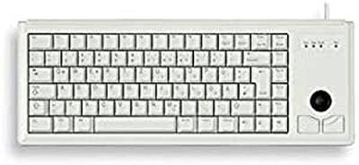 CHERRY Compact-Keyboard G84-4400, US-Layout, QWERTY Tastatur, kabelgebundene Tastatur, mechanische Tastatur, ML Mechanik, Integrierter optischer Trackball plus 2 Maustasten, hellgrau von CHERRY