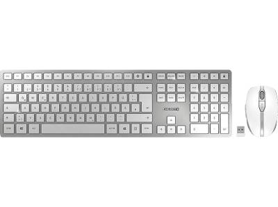 CHERRY DW 9100 SLIM, Tastatur-Maus Set, kabellos, Silber/Weiß von CHERRY