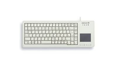 CHERRY XS Touchball Keyboard, Internationales Layout, QWERTY Tastatur, kabelgebundene Tastatur, mechanische Tastatur, ML Mechanik, Hochwertiges Touchpad mit zwei Maustasten, hellgrau von CHERRY