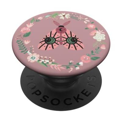 Celestial Cottagecore Boho Motte Pink PopSockets mit austauschbarem PopGrip von CJ Merch