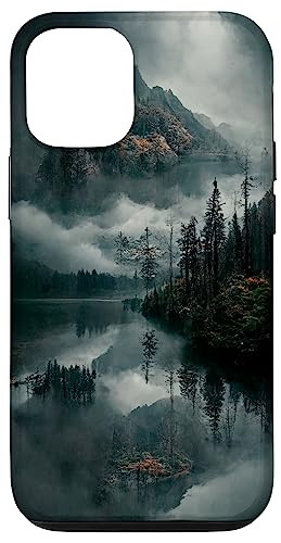 Hülle für iPhone 13 Landschaft mit Bergen, Waldsee und Nebel von CJ Merch