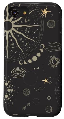 Hülle für iPhone SE (2020) / 7 / 8 Nahtlose Astrologie Muster Sternzeichen Mystic Mond Sterne Planeten von CJ Merch