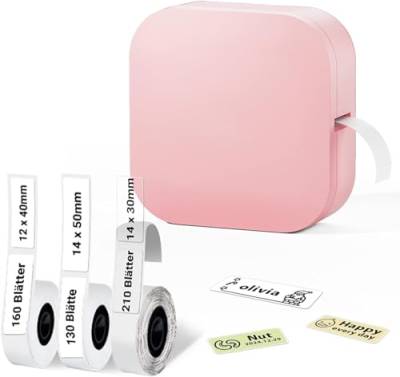 COLORWING Q30 Bluetooth Etikettendrucker, Beschriftungsgerät Selbstklebend Kompatibel Mit Ios Android, Tragbarer Mini Etikettiergerät FüR Zuhause BüRo Schule Etikettierung (Rosa) von COLORWING