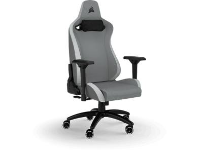 CORSAIR TC200 Gaming-Stuhl mit Stoffbezug – Standard Fit, Hellgrau / Weiß Gaming Stuhl, Hellgrau/Weiß von CORSAIR