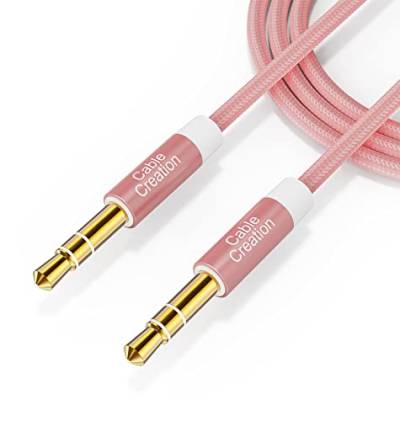 3.5mm Aux Kabel, CableCreation 3,5mm Stereo Audiokabel (Stecker auf Stecker), Klinkenkabel Kompatibel mit iPhone,Auto, Kopfhörern, Tablets, Priva III usw. 0.4M/1.5FT, Rosegold von CableCreation