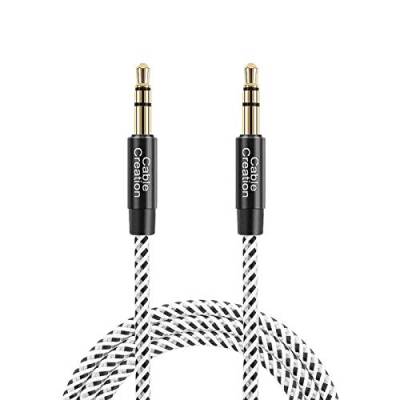 CableCreation 3.5mm Aux Kabel, 3,5mm Stereo Audiokabel (Stecker auf Stecker), Klinkenkabel Kompatibel mit iPhone,Auto, Kopfhörern, Tablets, Priva III usw. 0.4M/1.5FT, Schwarz & Weiß von CableCreation