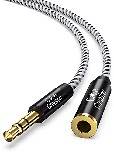 CableCreation 3.5mm Klinke Verlängerung, [3m/10Ft] 3,5mm Kopfhörer Verlängerungskabel, 3.5 mm Stereo Aux Verlängerungs Kabel mit Vergoldetem Stecker, Schwarz & Weiß von CableCreation