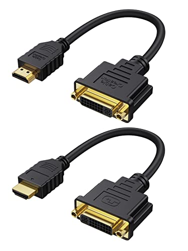 CableCreation HDMI auf DVI-Kabel, [2er-Pack, 0,15m] Bidirektionaler HDMI-Stecker auf DVI-Buchse, DVI HDMI Konverter Kompatibel mit HDTV, PS3/PS4, DVD, Unterstützt 1080P, 3D von CableCreation