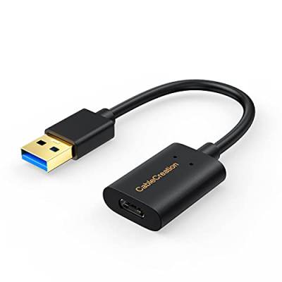 CableCreation USB 3.0 A auf USB-C Adapter Kabel, Typ A 3.0 Stecker auf Typ C Buchse Daten und Ladekonverter für Laptop, PC,Typ C Tablets Phones HDD, Link etc, 10CM, Schwarz von CableCreation