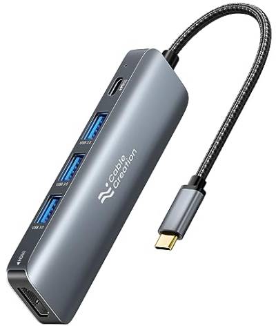 USB C Hub, CableCreation 5-in-1 USB C auf HDMI Multiport Adapter, 100W PD, 3 USB 3.0 Ports für MacBook Pro, MacBook Air M1/M2, iPad Pro, Surface Pro, XPS von CableCreation