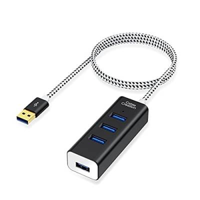 USB Hub CableCreation 4-Port USB 3.0 Hub 1.5M Langes USB Verlängerungskabel,USB verteiler 5Gbps Datenrate für MacBook Pro,PC,Laptop,USB-Flash-Laufwerke,Schwarz & Weiß von CableCreation