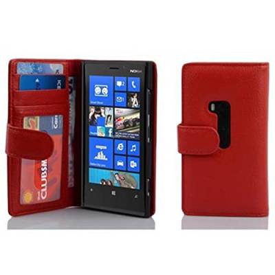 Cadorabo Hülle kompatibel mit Nokia Lumia 920 in Inferno ROT - Schutzhülle mit Magnetverschluss und 3 Kartenfächern von Cadorabo