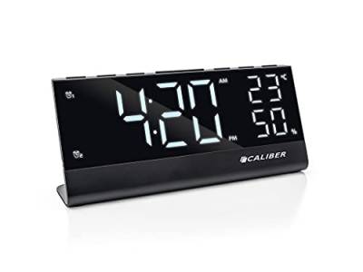 Caliber Radio Wecker - FM-Radio - Digital Wecker - Alarm Clock - Schwarz - Dimmbarer LED-Anzeige - Temperatur- und Luftfeuchtigkeitsmesser von Caliber