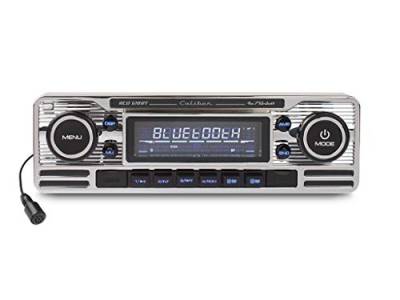 Caliber Retro Autoradio - Auto Radio Bluetooth USB - FM - 1 DIN Radio Auto - Autoradio Oldtimer - Mit Freisprechfunktion und LCD-Anzeige - Silber von Caliber