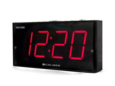 Caliber Wecker Digital - Doppelter Alarm mit Schlummerfunktion - Dimmbarer LED-Anzeige - Batterie oder Strom - Schwarz - 173 x 52 x 85 mm von Caliber