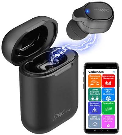 Callstel Live Translator: 2in1-Live-Übersetzer und In-Ear-Mono-Headset mit Powerbank-Box & App (Echtzeitübersetzer, Dolmetscher, Freisprecheinrichtung) von Callstel