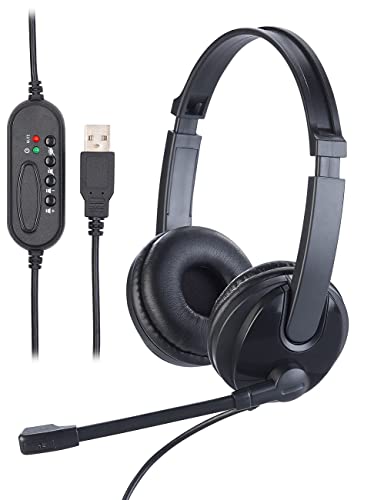 Callstel PC Headset: USB-On-Ear-Stereo-Headset, Schwanenhals-Mikrofon, Kabel-Fernbedienung (Kopfhörer für PC, Kopfhörer Headset, Fernbedienungen) von Callstel