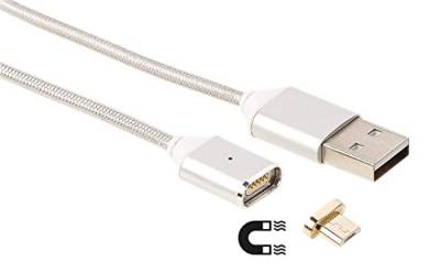 Callstel USB Kabel magnetisch: USB-Lade- & Datenkabel mit magnetischem Micro-USB-Stecker, 1 m, Silber (Ladekabel für Smartphone, Magnetische USB Ladekabel, Magnetisches) von Callstel