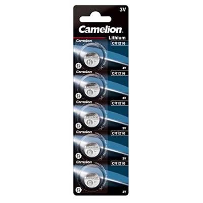 Camelion 13005216 - Lithium Knopfzellen-Batterie CR1216 mit 3 Volt, 5er Set, Kapazität 25 mAh, für verschiedenste Geräte- und Verbraucheranforderungen von Camelion