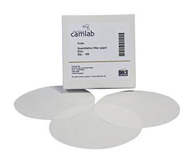 Camlab 1171142 Quantitative Filterpapier, Klasse 11 [41] Schnellfilterung, Aschefrei, 70 mm Durchmesser (100 Stück) von Camlab