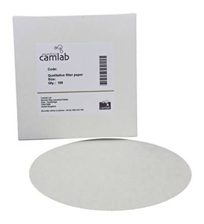 Camlab allgemeines Filterpapier, 1171128 Grad 122 [114], sehr schnelle Filterung, 90 mm Durchmesser (100 Stück) von Camlab