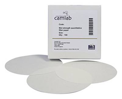 camlab 1171189 Grade 53 [540] Quantitative Wet Stärke Filter Papier, ashless, 150 mm Durchmesser (100 Stück) von Camlab